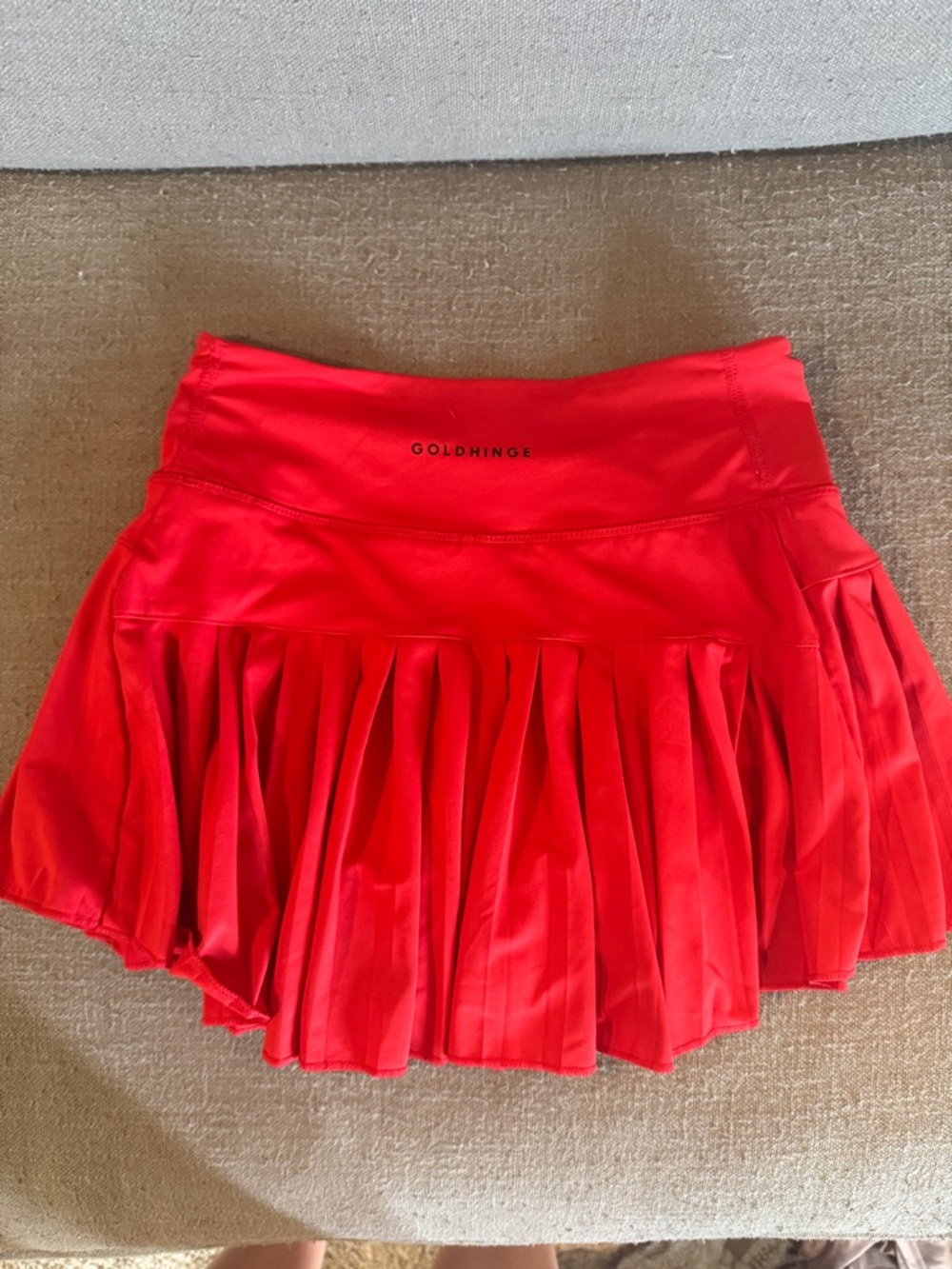 Red Pleated Gold Hinge Skirt